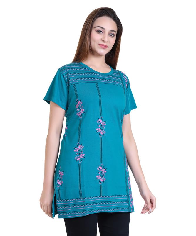rg by s.s. clothing RG Summer Casual Wear Round Neck Half Sleeve Cotton Printed Long Tshirt for Women's (R WLT 01)-picture-10