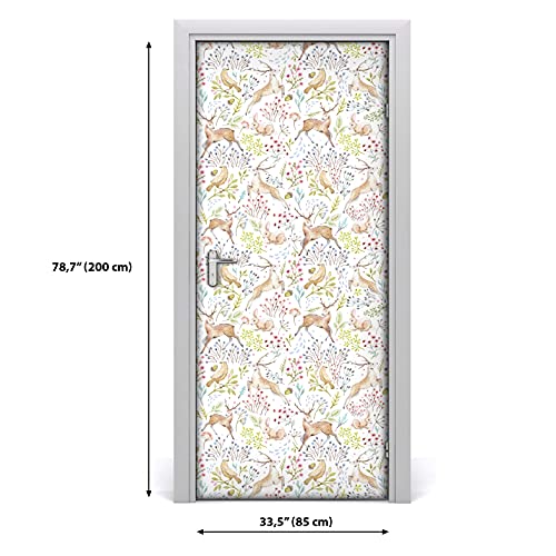Adhesivo decorativo extraíble DIY de 85x200cm con diseño de madera y animales para puertas 3