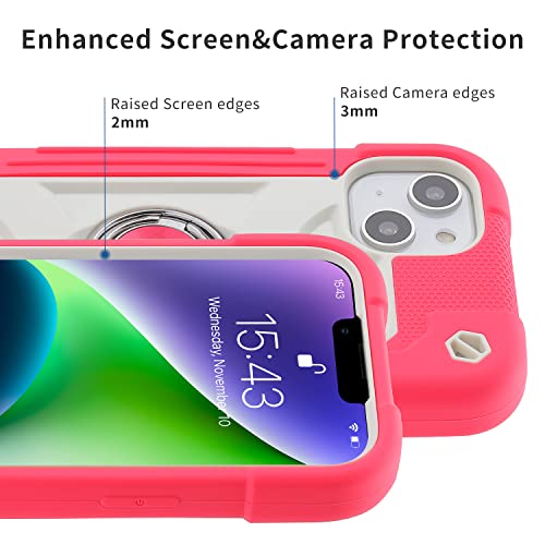 Image of MARKILL Compatible with iPhone Case with Ring Stand, Military Grade Drop Protection Full Body Rugged Heavy Duty Protective Durable Cover iPhone. (Hot Pink, iPhone 15 Plus /14 Plus 6.7 inch)