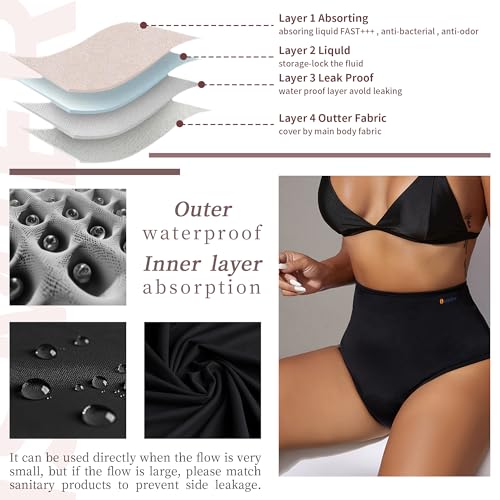 Period Swimwear Bikini - Leakproof Menstrual Swim Bottoms UPF 50+, Waterproof Swimsuit, for Women, Girls, Teens4