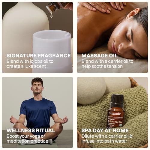 Image of Cliganic Organic Cardamom Essential Oil - 100% Pure Natural for Aromatherapy Diffuser | Non-GMO Verified