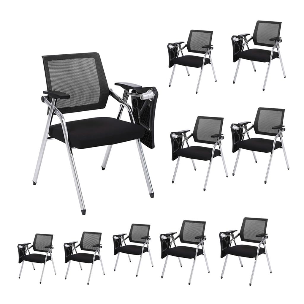 MEHWSUR 10 Pack Student Chair with Desk Attached,Ergonomic Office Chair  with Armrest Writing Board Lumbar Support Mesh Back,Foldable Desk Chair