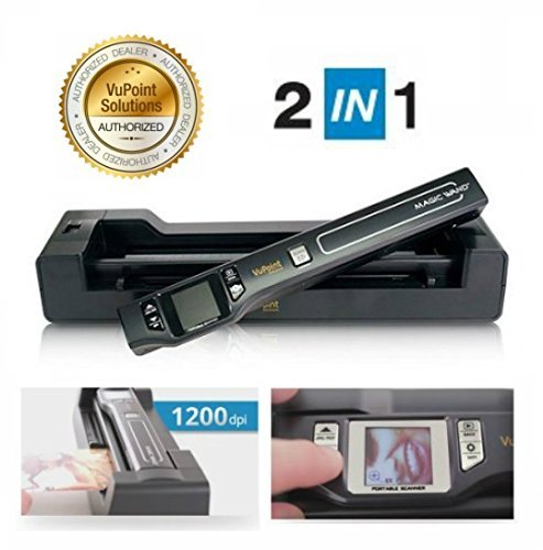 Vupoint ST470 Magic Wand Portable Scanner w/Auto-Feed Docking Station (Black) (Renewed)