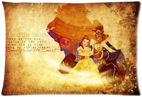 Personalized Cartoon Beauty and the Beast Pillow Cases -One Side Rectangle Pillowcase Pillow Cover Size 20x30 inch.