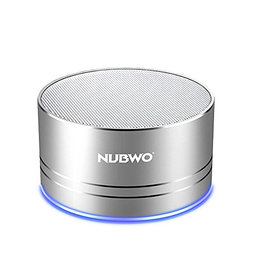 Bluetooth Speaker,Nubwo Wireless Portable Travel Mini Speaker with Superior Sound,5-hour Playtime,Build-in Mic,Low Harmonic Distortion,Patented Bass Port,Hands-free Call,TF Card Slot(Silver)