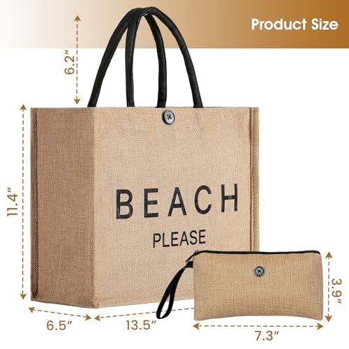Image of Trifabricy Beach Bag for Women, Woven Straw Beach Tote Bag Waterproof, Weaving Swim Gym Shopping Travel Bags with Button