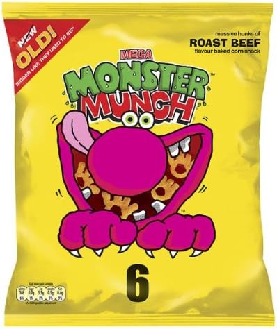 Monster Munch Mega Roast Beef Flavour Baked COrn Snack 18 x 6Pack