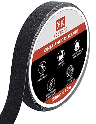 Antislipband Zelfklevend Resistent 25mm x 15m KESTKAS voor binnen en buiten - Geen residu - Gemakkelijk met de hand te snijden - Kleefband PVC zwart