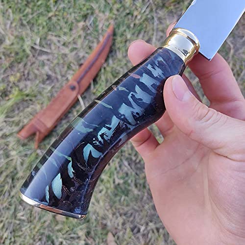 Faca Estilo Chef Nusret Gökçe Salt Bae Carne Artesanal 10' Cabo Híbrido Resina e Pinha Aço Inox 420