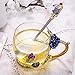 Kaiyuan Dynasty Tea Cup Glass Coffee Mugs Enamel Rose Flower Butterfly Drinking Cups with Spoon Set for Birthday Wedding Blue Rose Mug 12oz