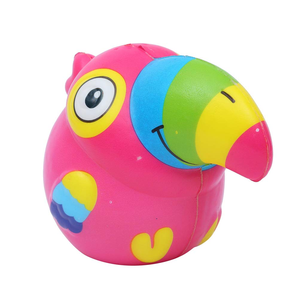 Christmas Roysberry Toys - Jumbo Slow Rising Colorful Parrot, Toddler Toys Cute Stress Relief Toys Ball Soft Kawaii for Adults 3D Puzzle Toys for Kids for Girls (Hot Pink)