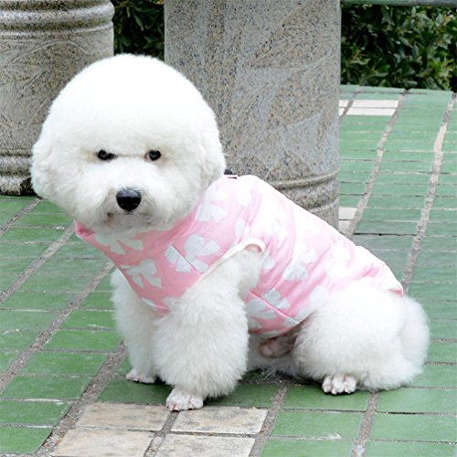 Image of New Various Pet Cat Dog Soft Padded Vest Harness Small Dog Clothes Pink Bow S, Model: BFL049-Pink-S | Bow Print, Water-resistant Shell, Padded Warmth, Zip-up Fit, Winter Walks, Chihuahua, Yorkie, Small Dog Harness Jacket