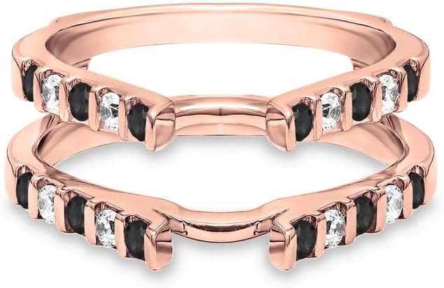 Alternate Black & White Diamond Enhancer Guard for Women, 14K Gold Finish Round Cut Diamond Enhancer Ring