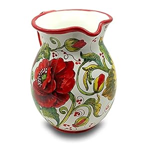 Italian Ceramic Pitcher Poppies San...