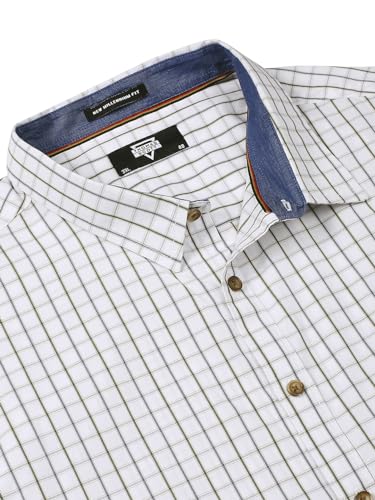 Image of Thomas Scott Men Pure Cotton Regular Plus Size Premium Checked Casual Shirt