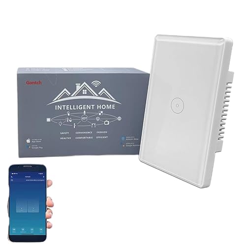 Zigbee - Interruptor de luz de pared táctil inteligente, control de aplicaciónvoz, visión nocturna, requiere puerta de enlace Tuya (blanco, 1 banda