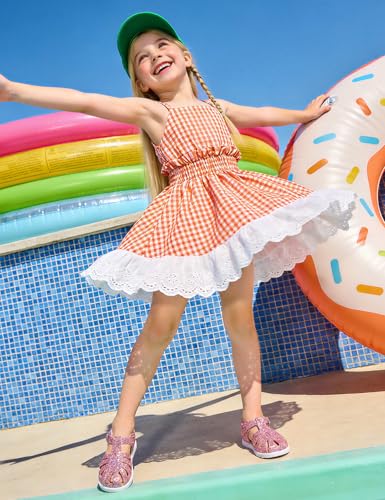 Image of QIY Toddler Girl Sandals Little Kids Summer Dress Shoes Open Toe Flats Princess Sandals for School Beach Party