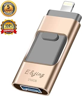USB Flash Drive for iPhone_ E&jing iPhone Flash Drive 256GB iPhone External Storage USB 3.0 photostick Mobile for iPhone,Android,PC Photo iPhone Picture Stick(Gold) - coolthings.us