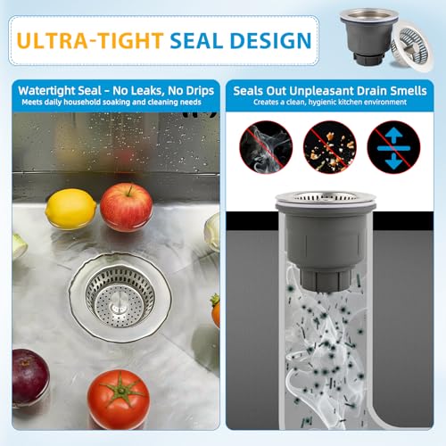 Kit combo colador y tapón para fregadero cocina acero miniatura 3