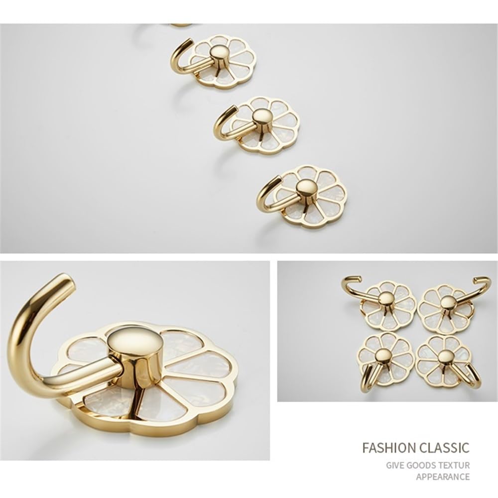 Perchero de Pared 5 Ganchos metálicos sin Perforaciones for Abrigos, Multiusos, for Llaves, Toallas, Bolsos, Tazas y Sombreros. Colgador de Pared para Ropa(Gold)