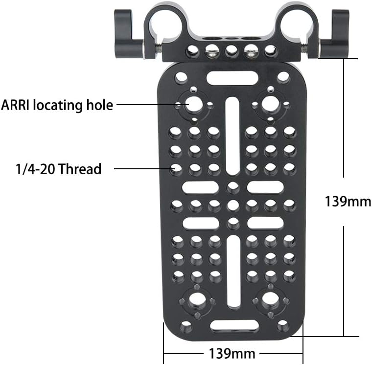 NICEYRIG Camera Cheese Mounting Plate with 15mm Rod Clamp, Top Plate for DSLR Rig System Battery Converter Box