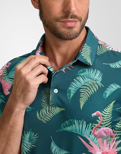 Image of Obla Mens Golf Polo Shirts Short Sleeve Dry Fit Performance Moisture Wicking Casual Print Collared Golf Shirts for Men