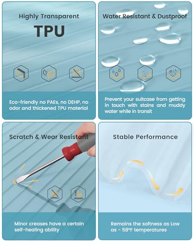 Travelkin Clear Luggage Cover Protectors For Suitcase Transparent TPU Suitcase Cover Protector Fit 18-32 Inch Luggage4