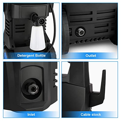 Power Washer, TEANDE Pressure Washer 3500PSI Electric High Pressure Washer 1800W Professional Car Washer Cleaner Machine with Hose Reel,4 Nozzles for Patio Garden Yard Vehicle (Blue)