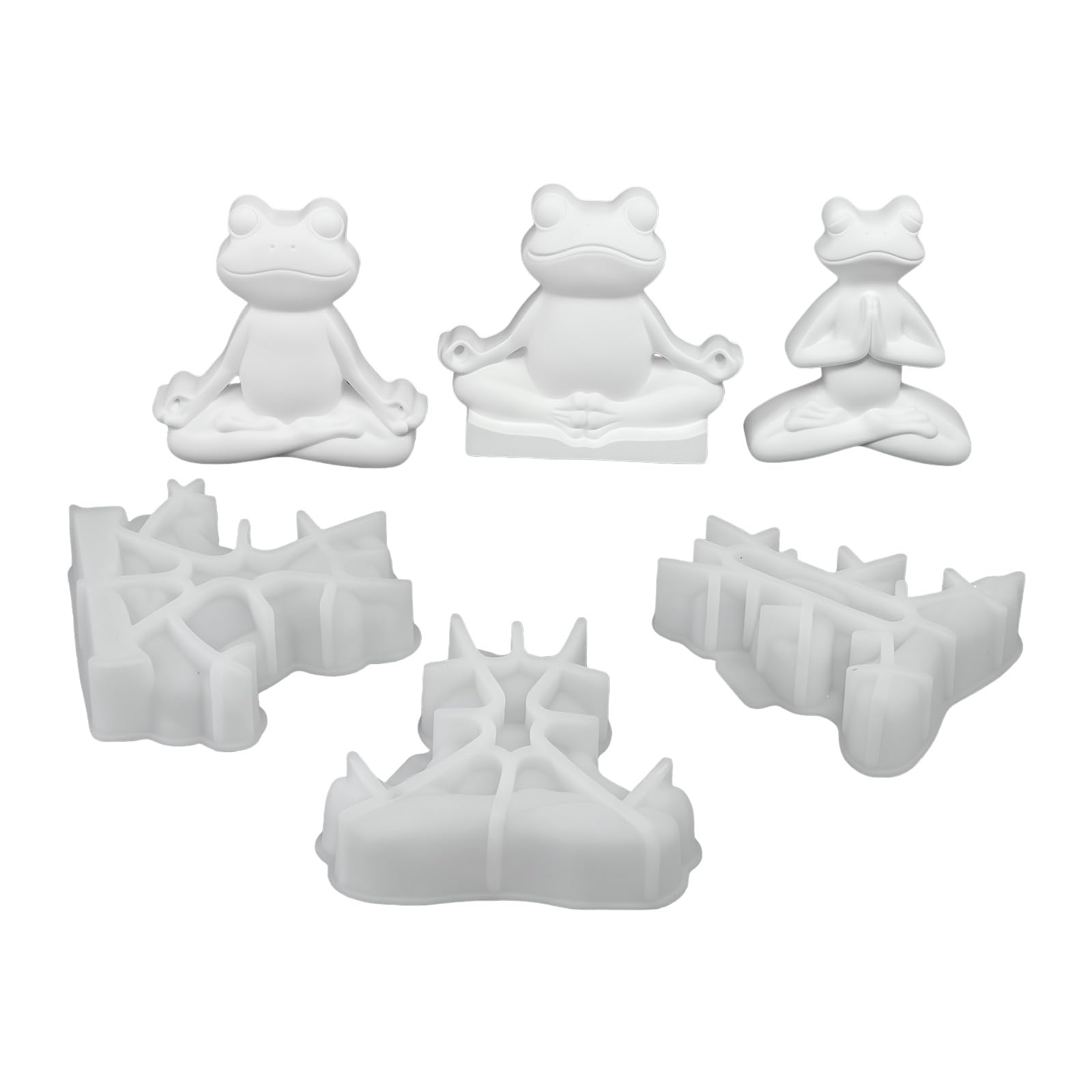 Tsophreniq 3Pcs Yoga Frog Silicone Molds Easy Demolding for Making Soap Gypsum Ornament Chocolate Cake Baking Concrete Treefrog Cast