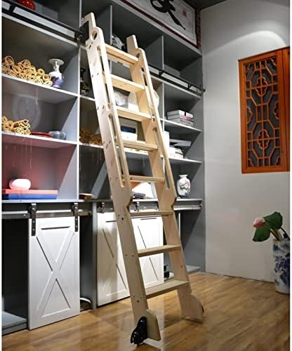 Sliding Ladder Hardware Kit - Heavy-Duty Carbon Steel Track with Floor Wheels & Brakes for Library Rolling Ladders - Easy Installation, Durable & Safe (Ladder Not Included)