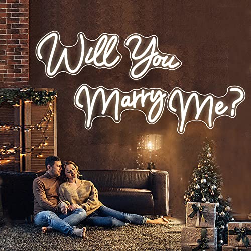 Image of Super Large Neon Signs Will You Marry Me for Wedding Proposal Marry Me Sign Led Neon Light Sign Decor for Engagement Birthday Party Bar Bedroom Wall Art for Wife 80.1X12.4INCH