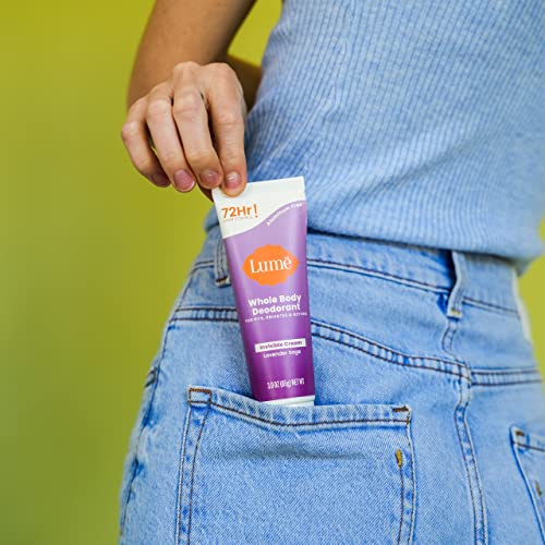 Lume Whole Body Deodorant - Invisible Cream Tube - 72 Hour Odor Control - Aluminum Free, Baking Soda Free, Skin Safe - 3.0 Ounce (Lavender Sage) #TOP4