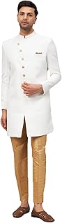 vm Men's Beige And Rose Gold Silk Blend Sherwani Set-picture-34