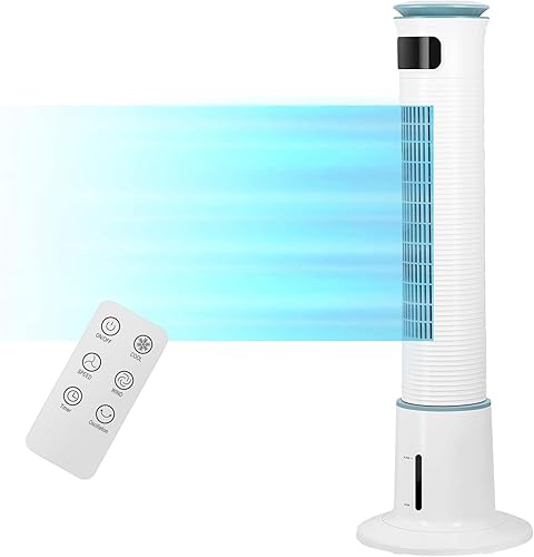 Simple Deluxe Ventilador de torre oscilante de 43 pulgadas para dormitorio con control remoto y función de niebla, 12 velocidades, 3 modos,