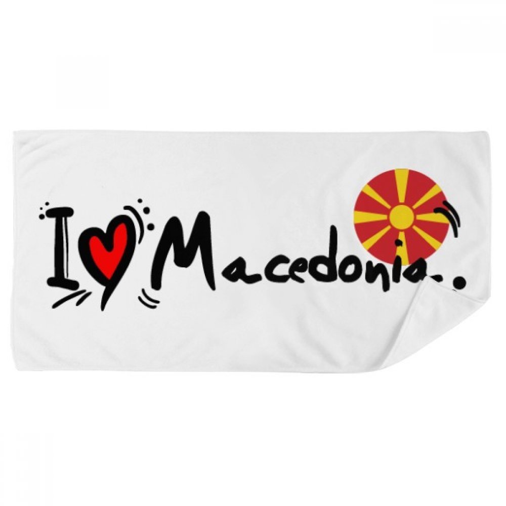 Serviette de bain Macédoine motif coeur drapeau et coton doux 35x70cm pour sport et voyage
