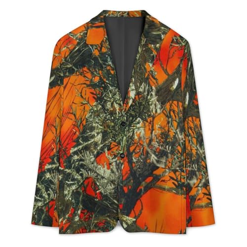 Orange Camouflage Mens Blazer Suit Jacket Lightweight Slim Fit Casual Coat3