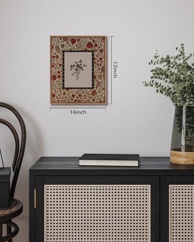 Image of KISSFOX Vintage Framed Wall Art Decor Rustic Flowers Birds Pictures Wall Decor Botanical Floral Canvas Art Prints Red Natural Farmhouse Paintings Artwork For Bedroom Kitchen Living Room