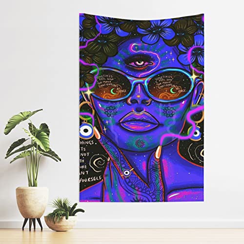 Yuxixi Trippy Cool Psychedelic Girl With Glasses Tapestry For Bedroom Livingroom Dormitory Wall Hanging Decor Tapestries 40X60 Inch #TOP2