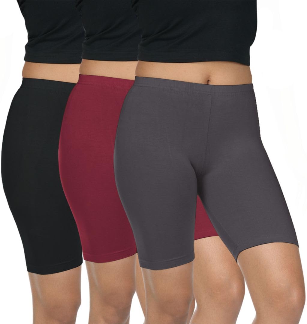 fly birds Pack of 3 Women Viscose Blend Solid Shorts (Black/Frenchwine)-picture-35