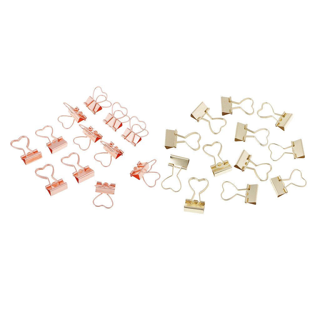 10 Set 12 Stück Metall Foldback Binder Clips Schule Büro Büroklammern Rose Gold