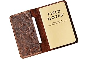 Vintage Tooled Leather Notepad with Protective Cover – Refillable Field Notes Cover...