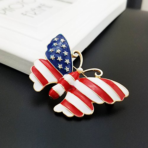 Image of YOQUCOL USA Flag Womens Brooch Pin American Patriotic Enamel Brooches for Women Dress Accessories