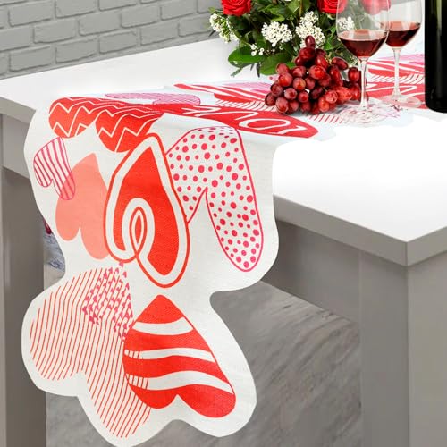 Décoration de table Saint-Valentin avec chemin de table cœurs 180 cm