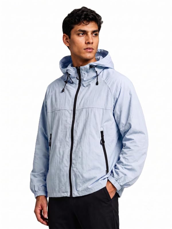 chkokko Windcheater Jacket For Men With Hood UPF 50+ UV Sun Protection | Lightweight Breathable Water-Repellent Windbreaker | Nylon Fabric Outdoor Running Biker Dailywear Jacket-picture-19