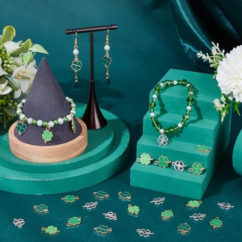 SUNNYCLUE 1 Box 120pcs St. Patrick's Day Charms: Enamel Four-Leaf Clover & Shamrock Charm Set, 120pcs, 3 Styles - Image 4