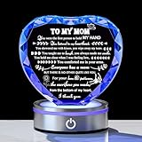 Mom Gifts From Daughter Mothers Day Gifts - Crystal Engrave Thank You Mom Gifts with Led Colourful Light Base, Unique Funny Birthday Anniversary Valentines Gifts Her Girlfriend MOM