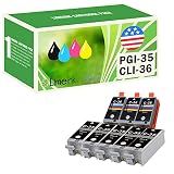 Limeink 8 Pack Compatible PGI-35 & CLI-36 Ink Cartridges (5 Black, 3 Color) Color Set Use for PIXMA