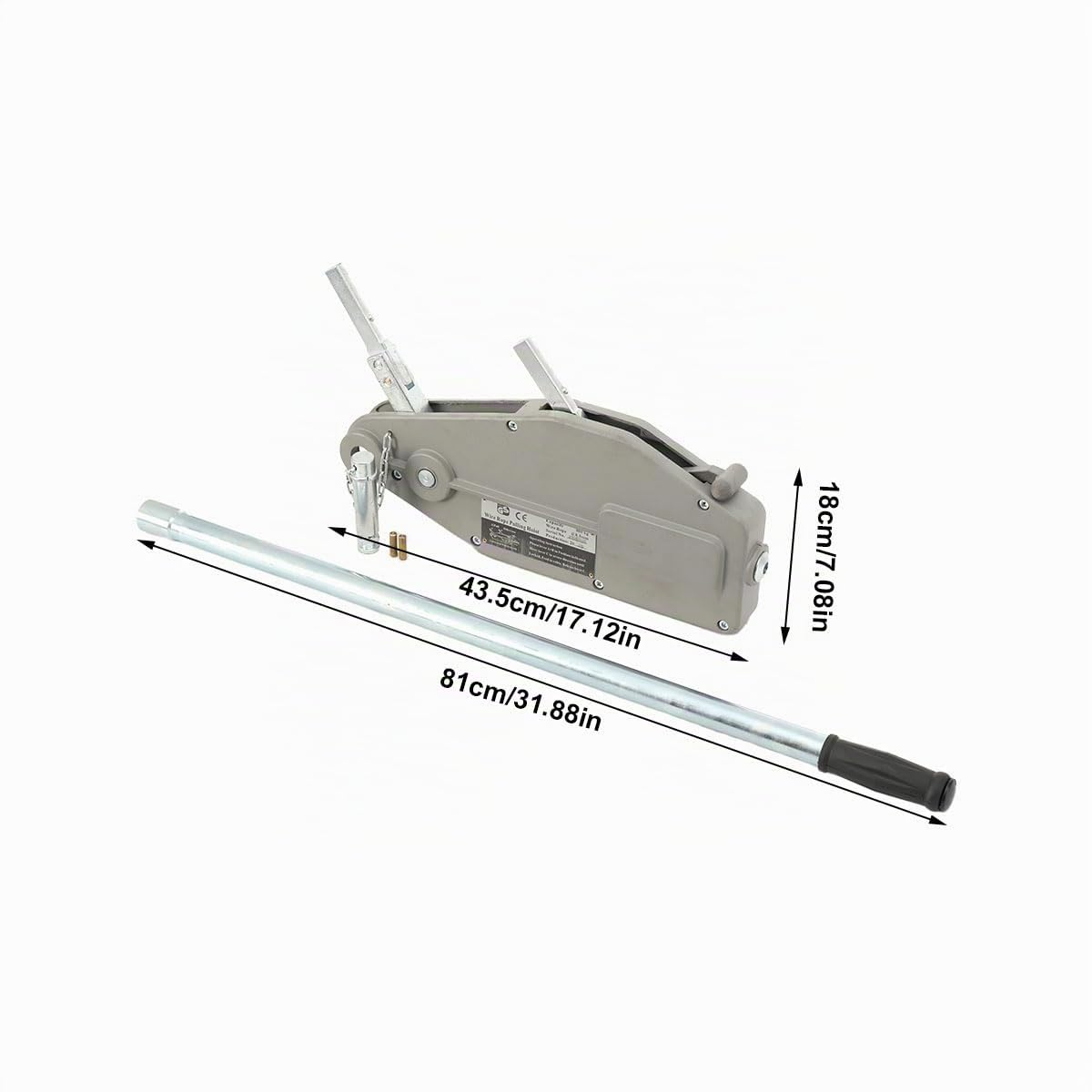 Seilzug Hand Seilwinde Greifzug mit 20 m Seil, Handseilwinde Forstseilwinde Handseilzug mit Lasthaken Abscherstift, Max Kapazität 800 kg Crane Handle Hoist
