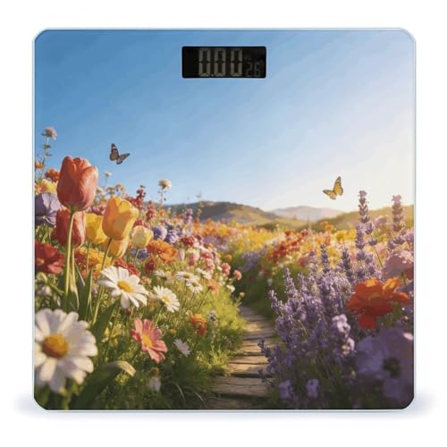 Báscula digital de baño con pantalla LED clara y vidrio templado