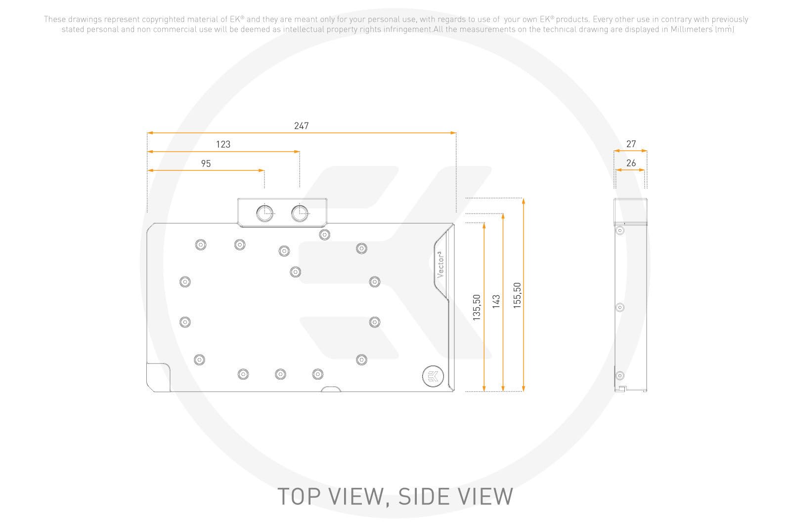 EK -Quantum Vector³ TUF RTX 5090 - Bloque de agua, tapa de plexiglás acrílico, cobre niquelado, D-RGB direccionable, para ASUS TUF Gaming GeForce RTX 5090